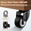 2" Casters Set of 20 Heavy-Duty Industrial Caster Wheels Without Brake PU Wheels Double Ball Bearing Swivel Casters Noiseless for Workbench, Furniture, Plate Castors Black