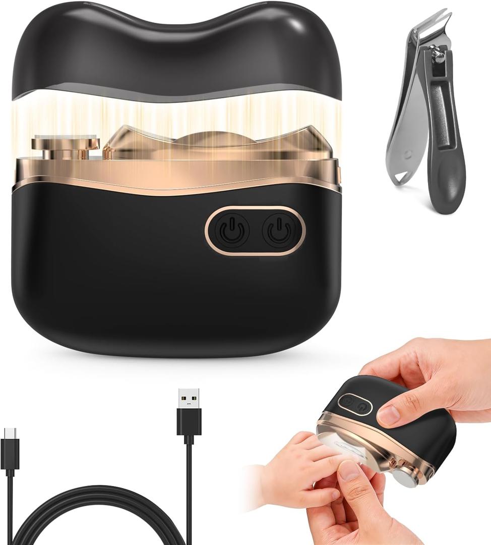 Electric Nail Clipper, Smart Toenail Clipper, 2026 Upgraded 3 in 1 Automatic Nail Trimmer with Polishing, LED Light & Clip Storage, 2-Speeds, USB Rechargeable for Baby, Adults, Seniors