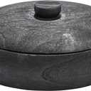Creative Co-Op Decorative Paulownia Wood Container with Lid, Black