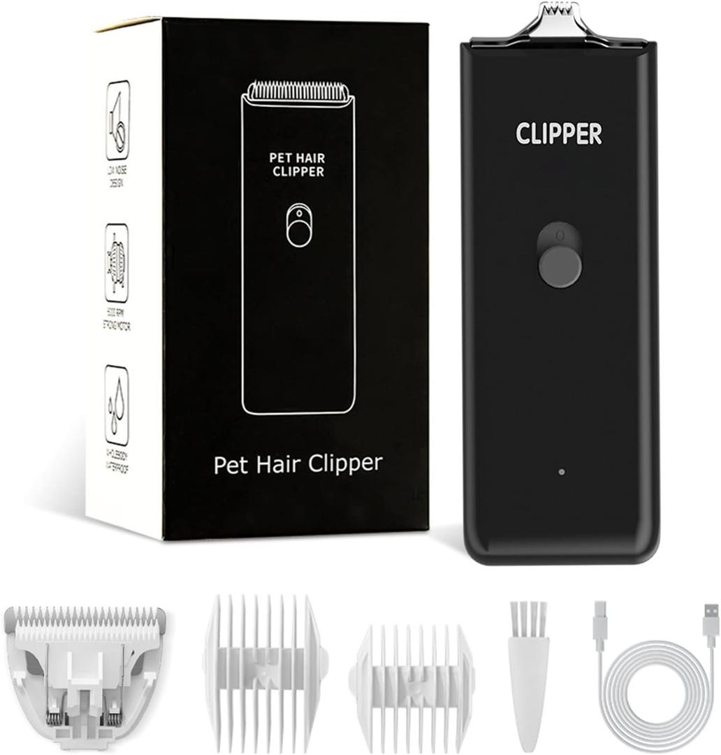 Feet Hair Trimmer, Dog Clippers,Quiet Washable USB Rechargeable Cordless Dog Grooming Kit,Electric Pets Hair Trimmers Shaver Shears for Dogs and Cats Black (Black 2 Blades)
