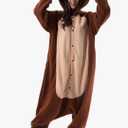 Beauty Shine Unisex Adult Onesie One Piece Pajamas Cosplay Cartoon Costume Halloween Christmas Sleepwear Jumpsuit Homewear Size M, Monkey