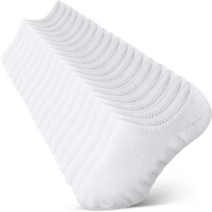 Halfchet 9 Pairs Diabetic Liner Socks Padded Plus Size Anti-Slip Diabete No Show Non-binding Liner Socks with Silicone Heel Grip for Men Women Neuropathy Swollen Feet(White)