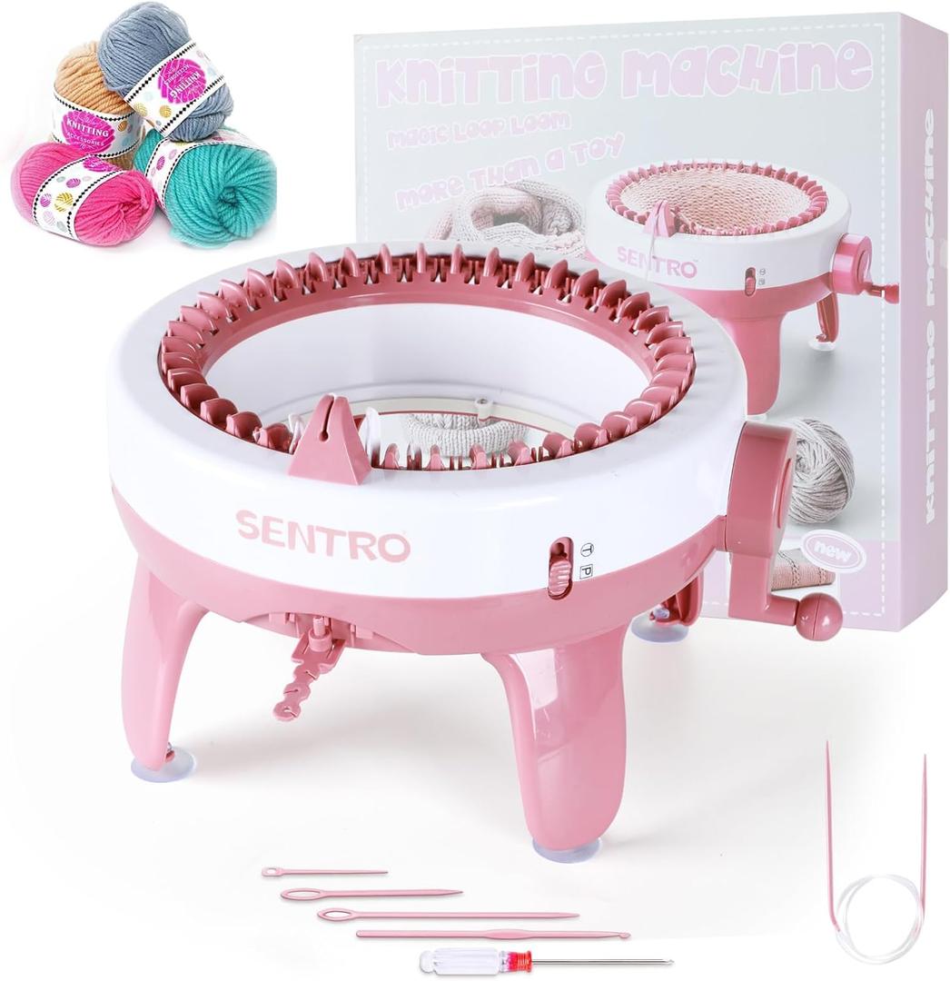 Hprampi Knitting Machine 40 Needles, DIY Knitting Machine for Adults or Kids, Plain/Tube Double Knit Loom Machine Kit for Hats, Scarves