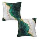 Emerald Green Gold Marble Throw Pillow Covers 16x16 Inches Set of 2, Decorative Pillow Case Square Cushion Covers for Sofa Bed Couch Living Room
