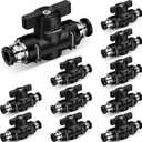 Flutesan 10 Pcs 1/4" x 1/4" OD Push to Connect Pneumatic Ball Valve PVC Air Flow Control Valve Quick Connect Tube Fittings Air Line Hose Fittings