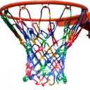 Glow in The Dark Basketball Net, Solar-Powered LED Lighted Nylon Basketball Hoop Net with Remote Control, Waterproof, Multi-Mode Lighting for Nighttime Outdoor Basketball, Kids & Adults (white)