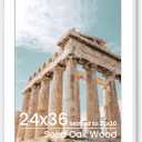 FLYJOE 24x36 Poster Frame | Solid Oak Wood 24 x 36 Picture Frame | 24x36 Poster Frame With Mat For 20x30 | Tempered Glass And Hanging Hardware Included | 36 By 24 Photo Frame Wood (White, 1 Pack)