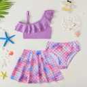 sweetabby Girls Swimsuit Toddler Bathing Suit Tankini Bikini Set Ruffle Floral Girls Swimwear Kids Swimsuits with Skirt