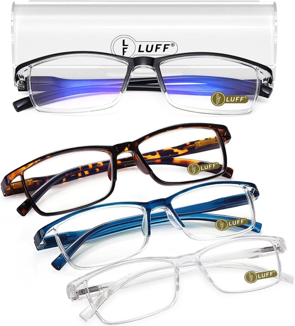 LUFF 4Pcs Anti-Blue-ray Reading Glasses Portable Ultra-Light Readers(2.75X)
