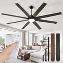 Fanbulous 74 Inch Ceiling Fans with Lights and Remote, Black Indoor/Outdoor Ceiling Fan with Quiet Reversible DC Motor, 6 Speeds, 3CCT, 8 Blades Large Ceiling Fan for Living Room Bedroom Patio