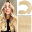 One Piece Clip in Hair Extensions Real Human Hair,S-noilite Clip in Hair Pieces for Women,One Piece 5 Clips 3/4 Full Head Standard Weft Straight 22"/55g #613 Bleach Blonde