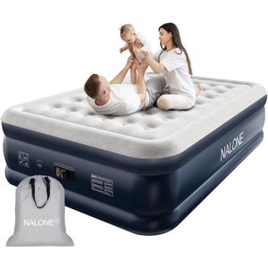 nalone Air Mattress Queen with Built in Pump, 18'' Luxury Self Inflatable Mattress, 2025 Upgraded Fast Blow Up Mattress with Carry Bag, Portable Air Bed for Home, Travel & Camping, 690lbs Max