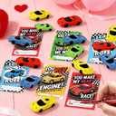 2 x 24pcs Valentines Day Cards for Kids School with Car Erasers,Valentines Day Gifts School Exchange for Kids Boys Girls Classroom Prizes Party Favors Toys