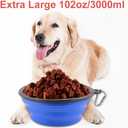 Extra Large Collapsible Dog Bowl, 3L XL Travel Dog Bowl, Foldable Travel Water Dish, 102oz X-Large Portable Collapsable Traveling Bowls with Carabiner for Dogs Walking, Hiking (Blue)
