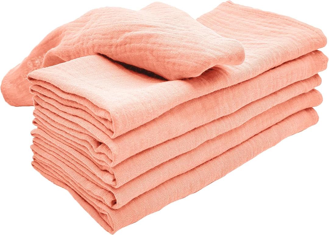 Voya Cotton Napkins Set of 6, 40 x 40cm Cloth Napkins Soft, Washable, Durable, Absorbent, Table Dinner Napkins Cloth for Party, Restaurant, Weddings (Pink)