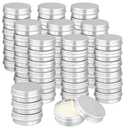 SHEUTSAN 60 Pack Aluminum Tin Jars, 1 oz Round Metal Tin Cans Storage Containers with Screw Top for Lip Balm, Cream, Candle