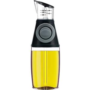 Olive Oil Dispenser Bottle, 8.5oz Clear Glass Refillable Oil and Vinegar Dispenser with Measuring Scale Pump for Kitchen, Cooking, Salads, Baking, Frying