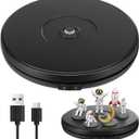 Tuanse 10 Inch Electric Motorized Rotating Turntable Cup Display Stand with LED, 44 lb Centric Loading for Table, 360 Degree Product Display Stand for Shop Jewelry Photography Video(Black)