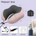 Neck Travel Pillow, Upgraded Memory Foam Pillow for Airplane, Machine Washable, Adjustable Flight Pillow, Suitable for Sleeping Airplane, Car, Office and Home (Pink)
