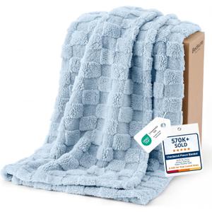 Bedsure GentleSoft Twin Blanket for Bed Light Blue - Super Soft Cozy Blankets for Kids Girls, Cute Fuzzy Fleece Throws for Bedroom Couch, 60x80 Inches