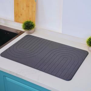 LIFSEZY- Large Stone Drying Mat for Kitchen Counter Quick Dry Stone Mat Kitchen Accessory, Diatomaceous Earth Mat for Sink, Dishes, and Utensils, Gray., 23.6" x 15.7"