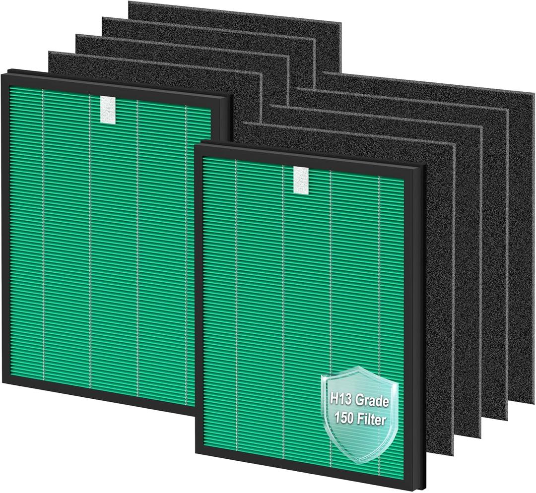 FFsign 150 Filter Replacement for Coway Airmega 150 Air Puri-Fier, 2 Pack Green True HEPA & 8 Pack Active Carbon Filters, for AP-1019C-FP