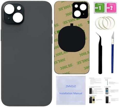 15 Back Glass Replacement for iPhone 15 Back Cover Glass (Black, 6.1 Inches) with Pre-Installed Tape +Installation Instruction + Repair Tools (Black)