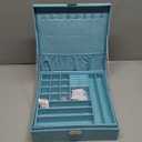 Two-Layer Jewelry Box Organizer Display Storage case with Lock (Blue)