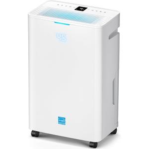 4500 Sq. Ft Dehumidifier, Max 80 Pint Dehumidifier for Basement, Compressor Dehumidifiers for Home with Drain Hose, Smart Humidity Control, Energy Efficient, Quiet for Bedroom, Large Rooms.