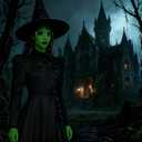 Eelphabbaa Costume, Wicked Costume Women Set with Hat & Glasses, Black Dress for Halloween Cosplay Themed Party