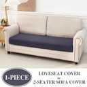 LA MEACK Couch Cushion Cover Loveseat Cover or 2 Seat Sofa Cover Washable Stretch Sectional Sofa Slipcover(1 Piece for Loveseat or Sofa 2-Seater, Dark Grey)
