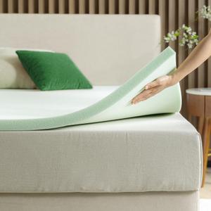 ZINUS 2 Inch Green Tea Memory Foam Mattress Topper, Pressure-Relieving Layer, Ideal for Back Pain Relief, Compact WONDERBOX Packaging, CertiPUR-US Certified, Queen