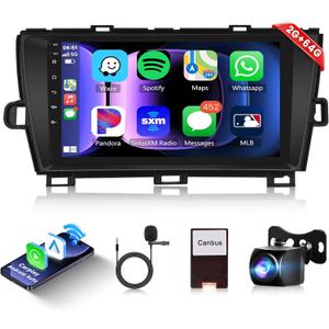2G 64G Android Car Stereo Radio for Toyota Prius 2010-2015 with Wireless Carplay Android Auto, 9'' Touch Screen Head Unit with Bluetooth GPS Navigation Mirror Link WiFi FM/RDS Hi-Fi Backup Camera SWC