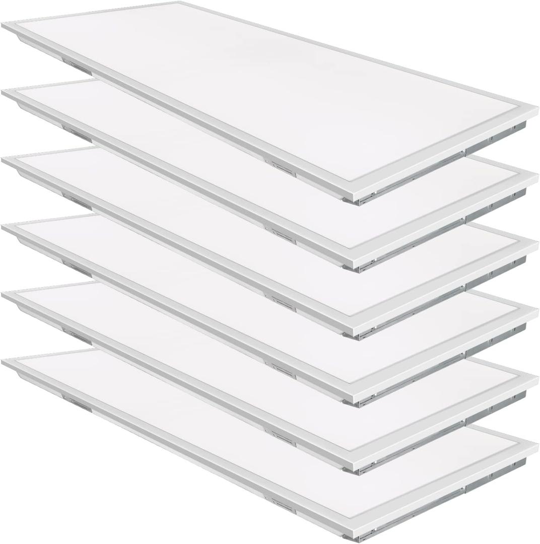 WEIZE (6 Pack 2x4 FT LED Flat Panel Troffer Light, 30/40/50W 3-Wattage Selectable, 5000K Recessed Back-Lit Drop Ceiling Light, 0-10V Dimmable Lay in Fixture for Office