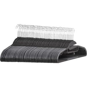 Amazon Basics Non-slip Heavy Duty Plastic Hanger with Rubber and Horizontal Bar, Pack of 50, Gray