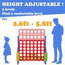SDADI Jumbo 4 in a Row Game, 4-to-Score Giant Game Set with Adjustable Height (2.5-3.5 FT) for Kids & Adults, Indoor/ Outdoor Connect Game with Quick-Release Slider, Perfect for Family and Party Games
