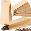 100 Pack 1/2 Pound Kraft Brown Coffee Bags Grease Resistant Resealable Kraft Tin Tie Poly-lined Bags