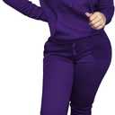Nimsruc Two Piece Outfits for Women Casual Sweatsuits Set Long Sleeve Hoodie Tracksuit (Large, 9014 Purple)