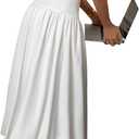 GORGLITTER Women's Boho Flowy Maxi Long Skirt Summer Beach Cruise Vacation Trendy High Waist Flared A Line Skirts 2026, Large, White