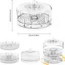 Compact Multifunc Chilled Serving Tray with Clear Rotating Lid,9 Inch Fruit Platter Tray for Parties and Small Cake Stand with Ice Storage Four Compartment Platter for Veggie Sushi Snacks Cupcakes