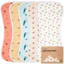 Organic Burp Cloths Baby Boy & Girl - 5-Pack Super Absorbent Cotton Burping Cloths for Babies, Soft & Plush Newborn Spit Up Rags, Infant Towels for Milk Spit Up, Unisex, Large 21" x 10" (Wildscape)