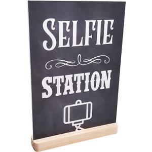 Selfie Station, Photo Booth, Prop, Sign - Birthday Party, Wedding Dcor, Sign Freestanding Table Sign - Now with Black Plastic Feet