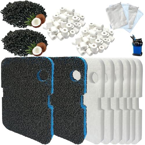 16 Pack Aquarium Filter Media Set Replacement for Penn-Plax Cascade 700 & 1000 Canister Aquarium Filters, Includes Bio Sponge Filters, White Floss Pads, Activated Carbons, Ceramic Rings & Mesh Bags