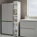 5-Tiers Tall Narrow Storage Cabinet, Freestanding Bathroom Organizer for Small Spaces, Slim Kitchen & Laundry Cabinet, Easy Assembly, White