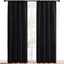 NICETOWN Living Room Blackout Shades - All Season Rod Pocket Thermal Insulated Solid Blackout Curtains/Drapes for Living Room (Set of 2, 42 inches by 84 Inch, Black)