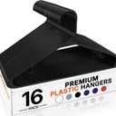 HOUSE DAY Black Plastic Hangers 16 Pack, Space Saving Coat Hanger, Clothes Hanger with Non Slip Hooks, Plastic Clothing Hangers for Closet, Ideal for Everyday Use on Shirts, Coats, Pants, Dress