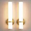Wall Sconces - 15 inch Gold Wall Sconces Set of Two Modern Bathroom Sconce 15W Dimmable LED Wall Sconce Light with Acrylic Lampshade, Bathroom Vanity Light for Mirror Living Room Hallway 3000K (Hardwired (15in-2pcs)