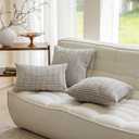 Home Brilliant Gray Pillow Covers 20 x 20 Striped Throw Pillow Covers Corduroy Decorative Pillow Covers for Sofa Balcony Patio Couch, Set of 2, 20x20 inch, Light Grey