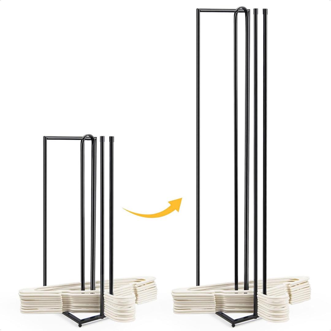 Hanger Stacker Metal, Height-Adjustable Hanger Storage Organizer Hold up to 120 Velvet Hangers, Hanger Organizer Stacker Stand for Closet and Laundry, Clothes Hanger Holder Space Saver 1 Pack