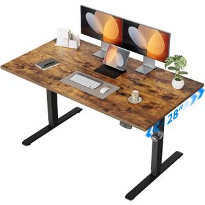 Agilestic Electric Standing Desk, 48 x 28 Inches Height Adjustable Desk, Sit Stand up for Work Office Home, Ergonomic Rising Computer Table with Memory Preset, Rustic Brown